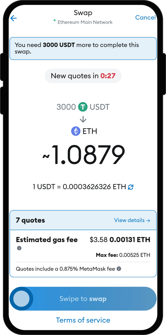 Scambia i tuoi USDT con Coinbase Wrapped BTC