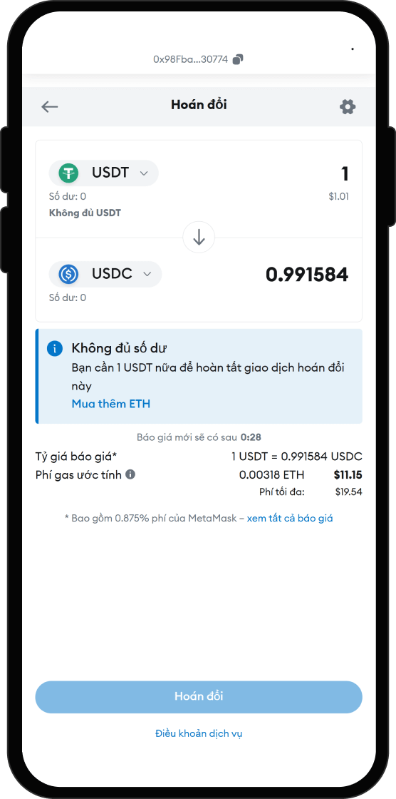 Hoán đổi USDT lấy Baby Sen by Sentio
